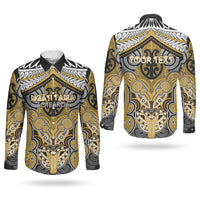 Aotearoa Iwi Ngati Tama Personalised Couples Matching Long Sleeve Bodycon Dress and Long Sleeve Button Shirt Maori Kowhaiwhai Pattern