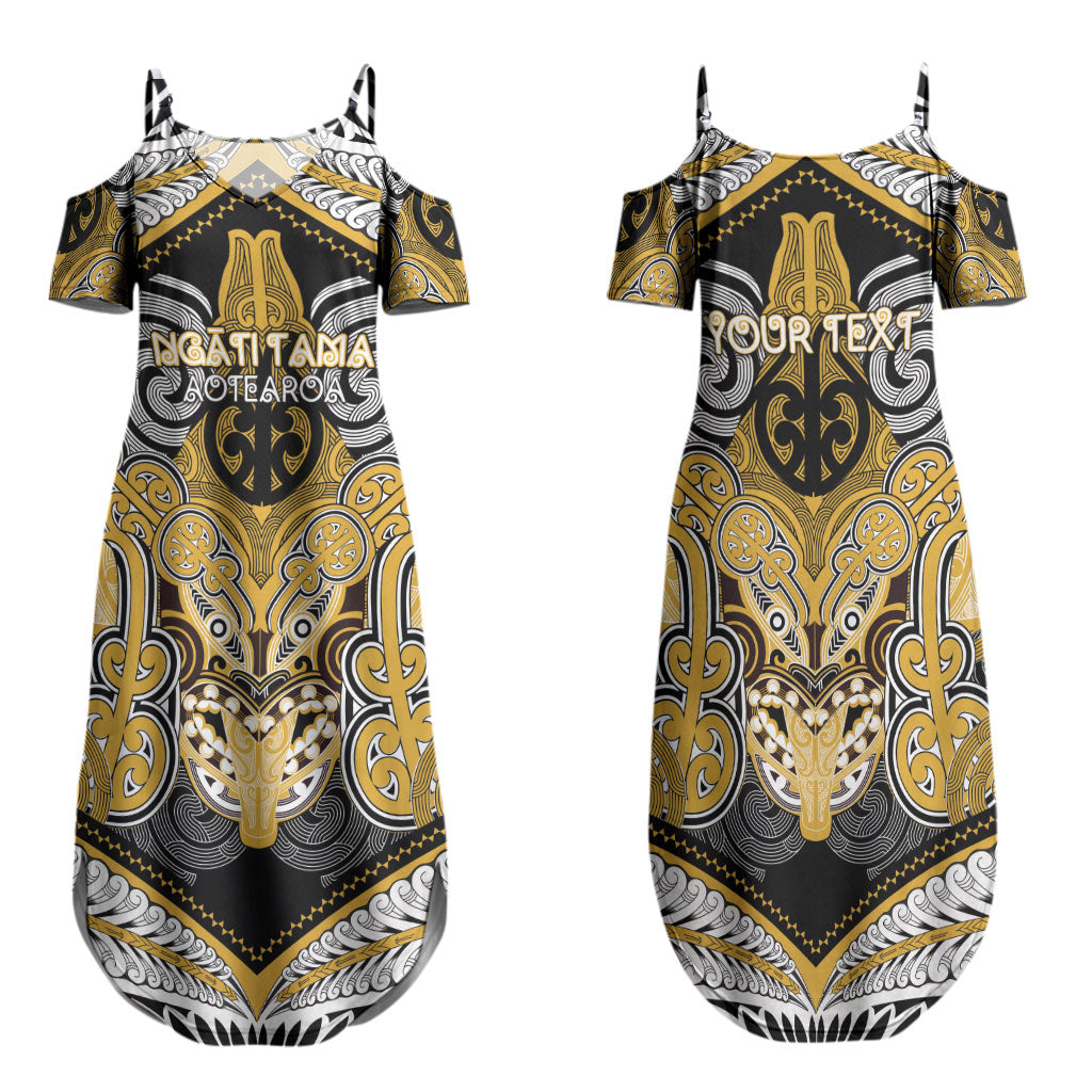 Aotearoa Iwi Ngati Tama Personalised Family Matching Summer Maxi Dress and Hawaiian Shirt Maori Kowhaiwhai Pattern