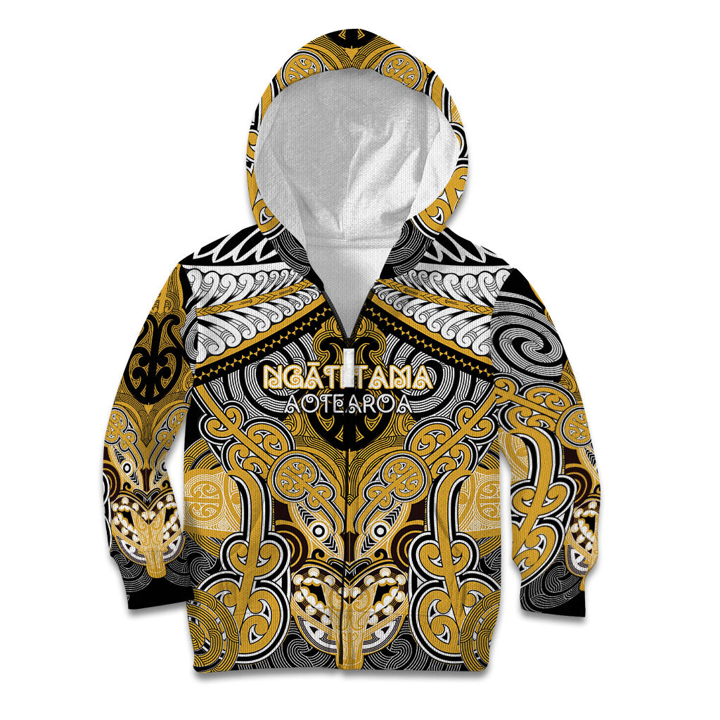Aotearoa Iwi Ngati Tama Personalised Kid Hoodie Maori Kowhaiwhai Pattern