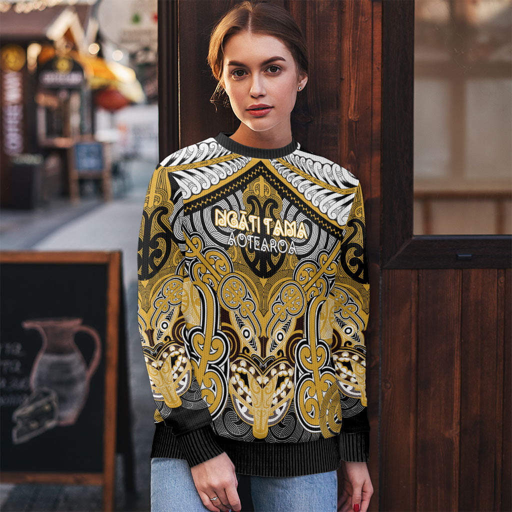 Aotearoa Iwi Ngati Tama Personalised Ugly Christmas Sweater Maori Kowhaiwhai Pattern