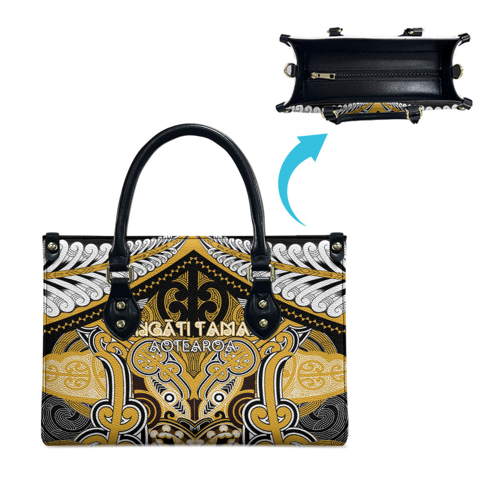 Aotearoa Iwi Ngati Tama Leather Bag Maori Kowhaiwhai Pattern