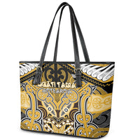 Aotearoa Iwi Ngati Tama Leather Tote Bag Maori Kowhaiwhai Pattern