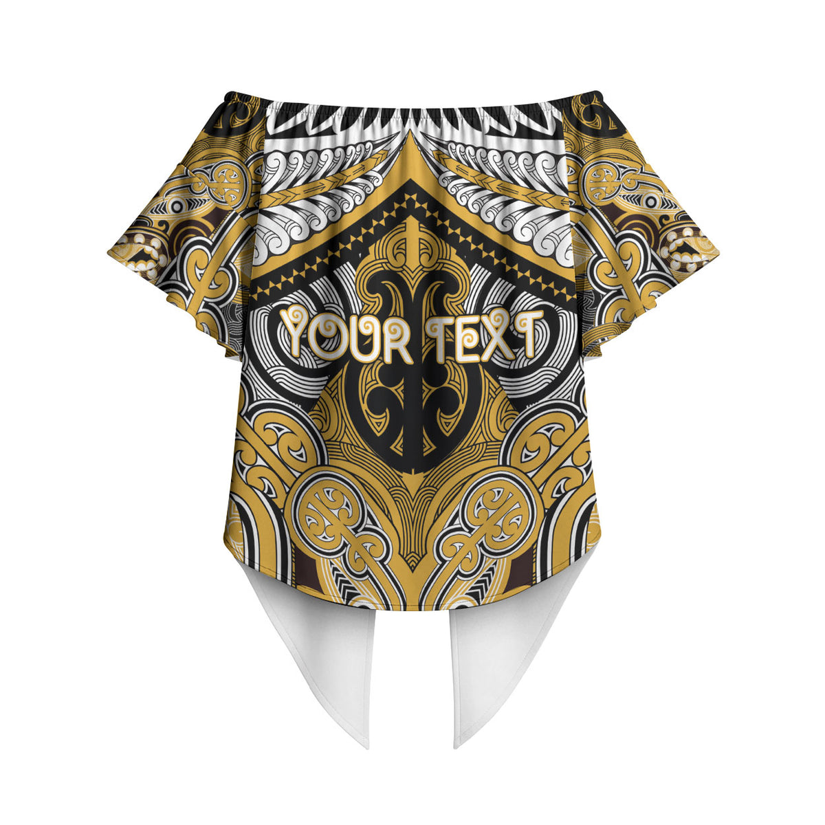 Aotearoa Iwi Ngati Tama Personalised Off Shoulder Wrap Waist Top Maori Kowhaiwhai Pattern