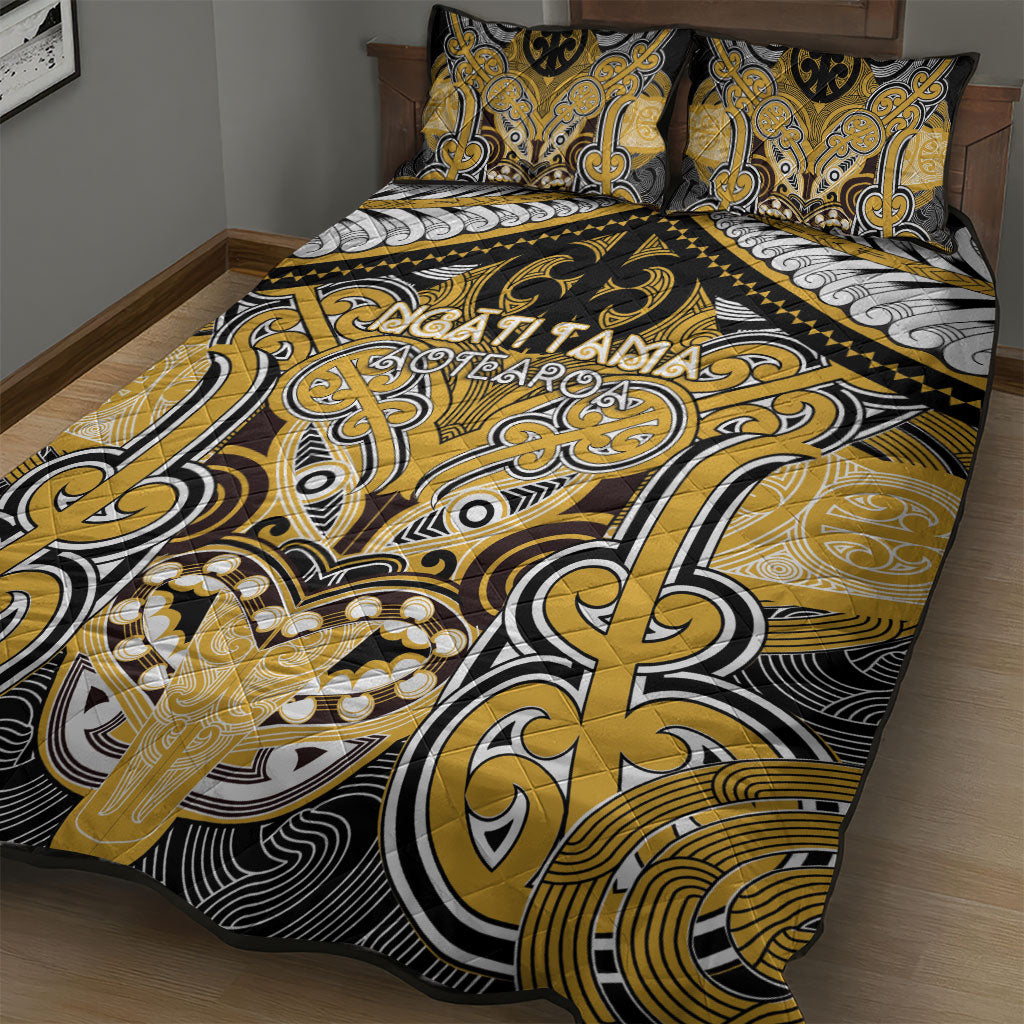 Aotearoa Iwi Ngati Tama Quilt Bed Set Maori Kowhaiwhai Pattern