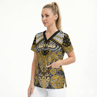 Aotearoa Iwi Ngati Tama Personalised Scrub Top Maori Kowhaiwhai Pattern