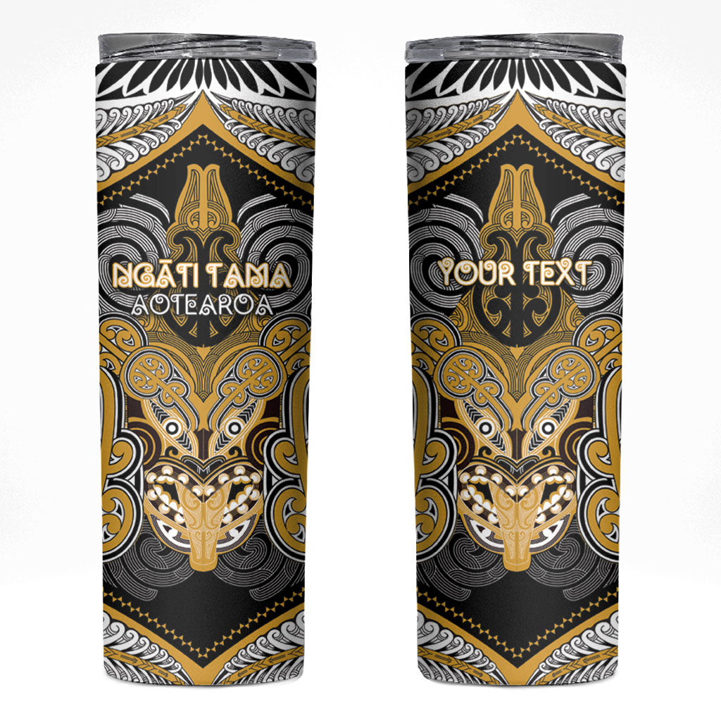 Aotearoa Iwi Ngati Tama Personalised Skinny Tumbler Maori Kowhaiwhai Pattern