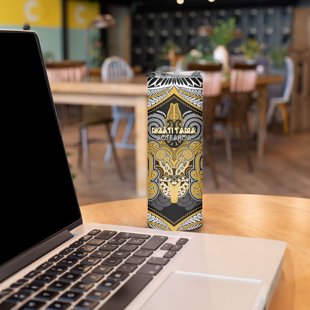 Aotearoa Iwi Ngati Tama Personalised Skinny Tumbler Maori Kowhaiwhai Pattern