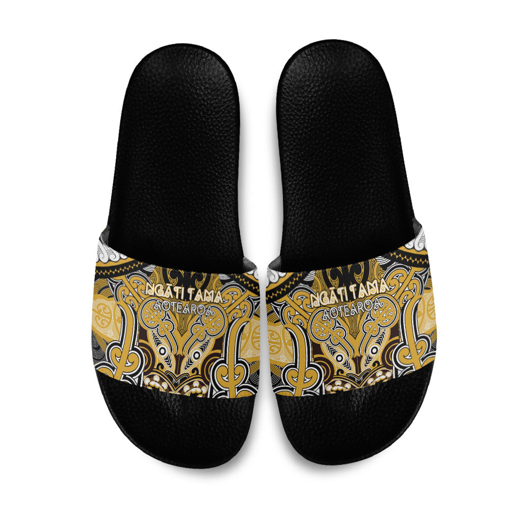 Aotearoa Iwi Ngati Tama Slide Sandals Maori Kowhaiwhai Pattern