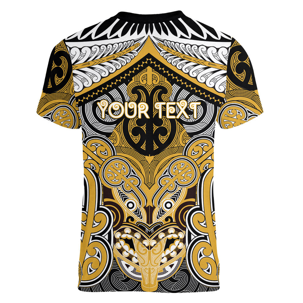 Aotearoa Iwi Ngati Tama Personalised Women V-Neck T-Shirt Maori Kowhaiwhai Pattern