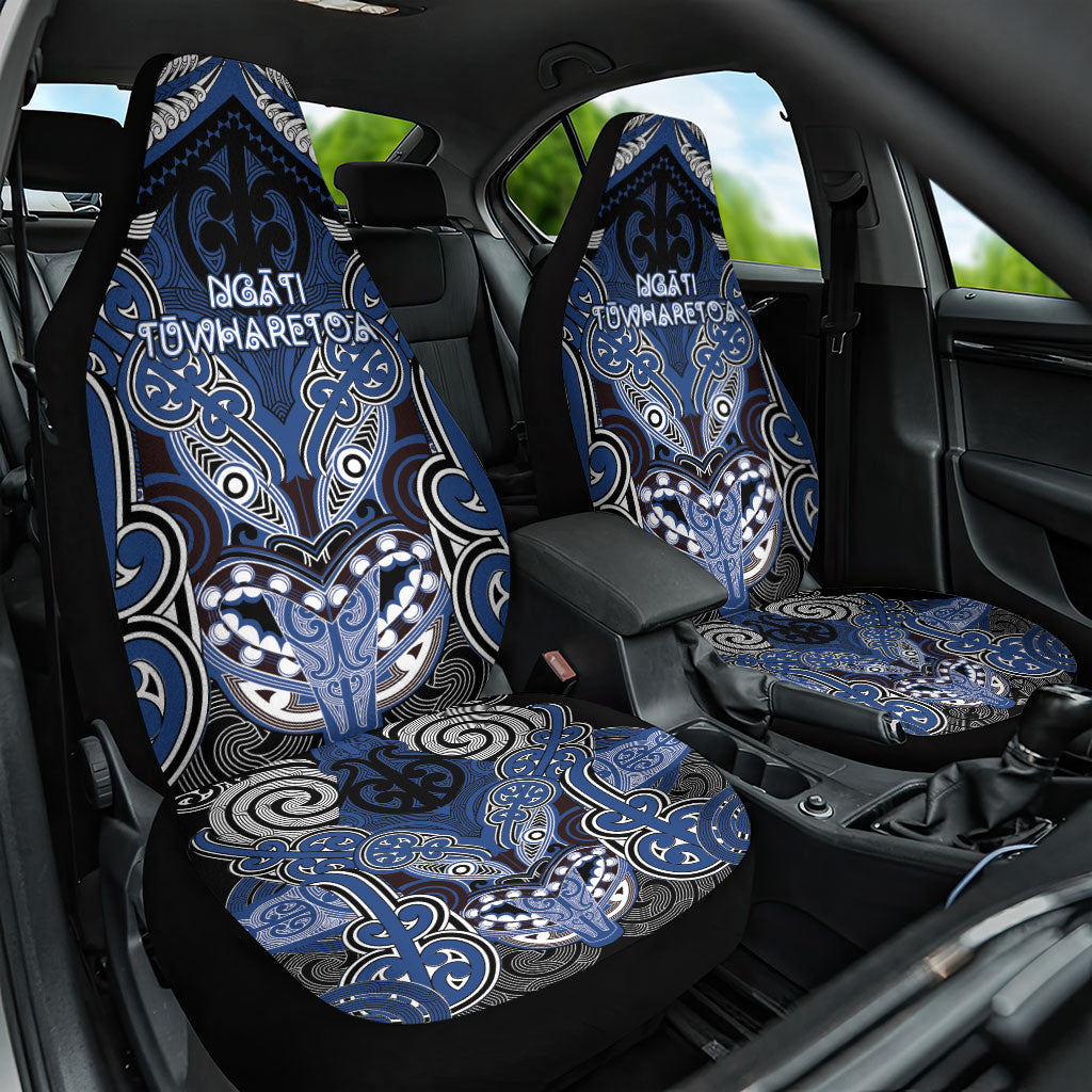 Aotearoa Iwi Ngati Tuwharetoa Car Seat Cover Maori Kowhaiwhai Pattern LT19 One Size Blue - Polynesian Pride