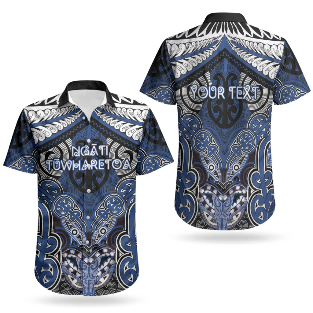 Aotearoa Iwi Ngati Tuwharetoa Personalised Couples Matching Off Shoulder Short Dress and Hawaiian Shirt Maori Kowhaiwhai Pattern