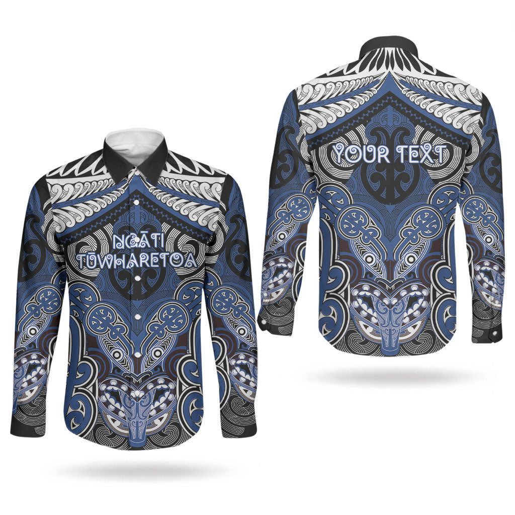 Aotearoa Iwi Ngati Tuwharetoa Personalised Couples Matching Short Sleeve Bodycon Dress and Long Sleeve Button Shirt Maori Kowhaiwhai Pattern