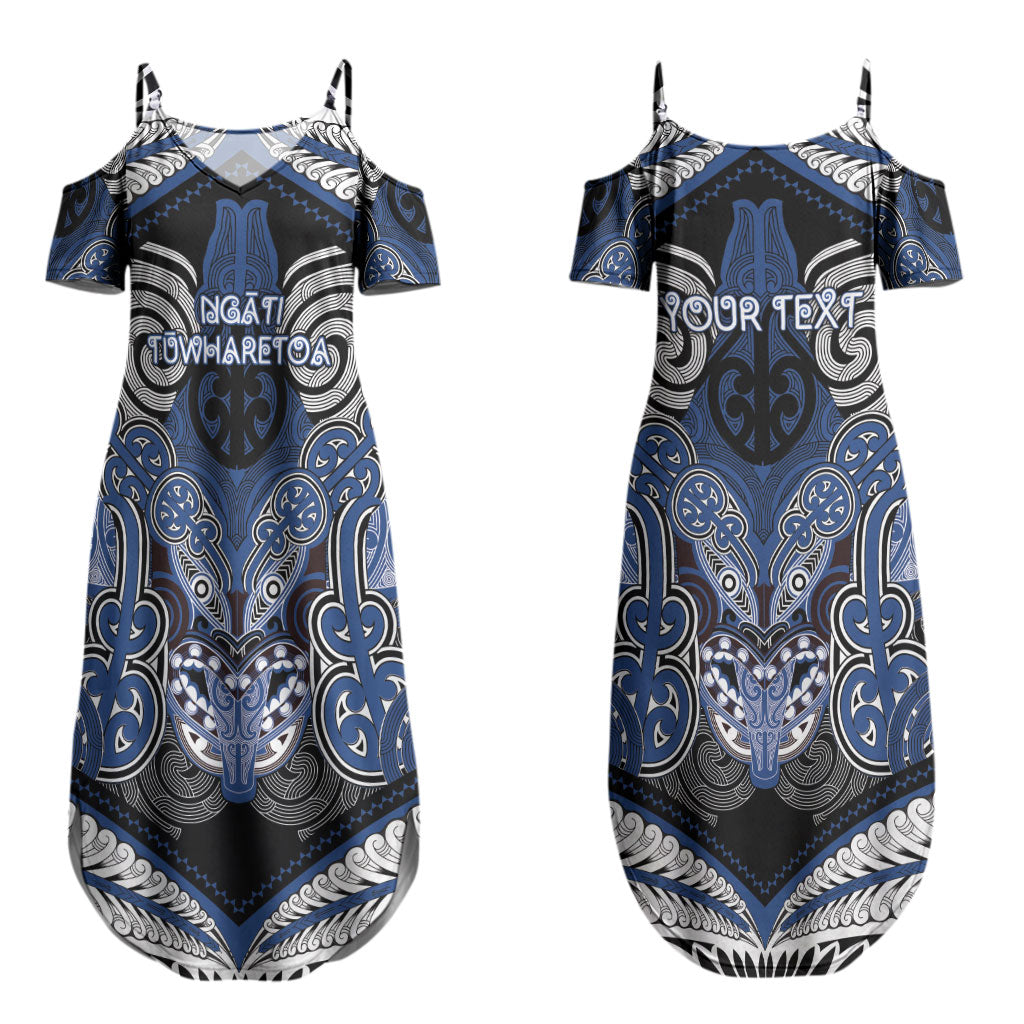 Aotearoa Iwi Ngati Tuwharetoa Personalised Couples Matching Summer Maxi Dress and Hawaiian Shirt Maori Kowhaiwhai Pattern