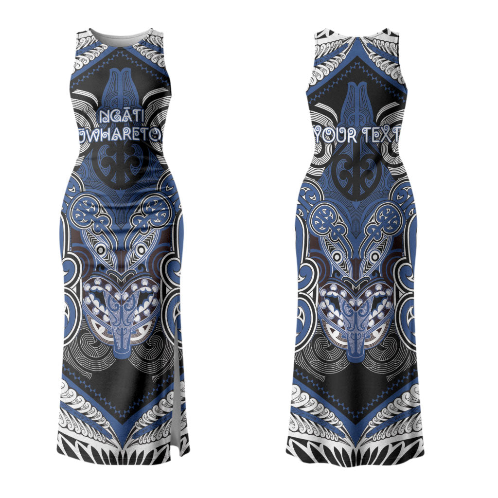 Aotearoa Iwi Ngati Tuwharetoa Personalised Couples Matching Tank Maxi Dress and Long Sleeve Button Shirt Maori Kowhaiwhai Pattern