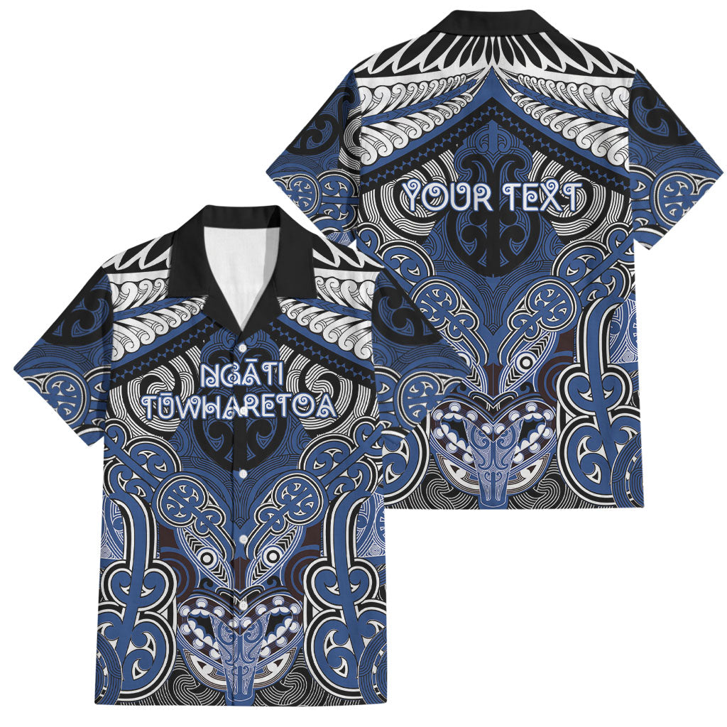 Aotearoa Iwi Ngati Tuwharetoa Personalised Family Matching Off Shoulder Short Dress and Hawaiian Shirt Maori Kowhaiwhai Pattern