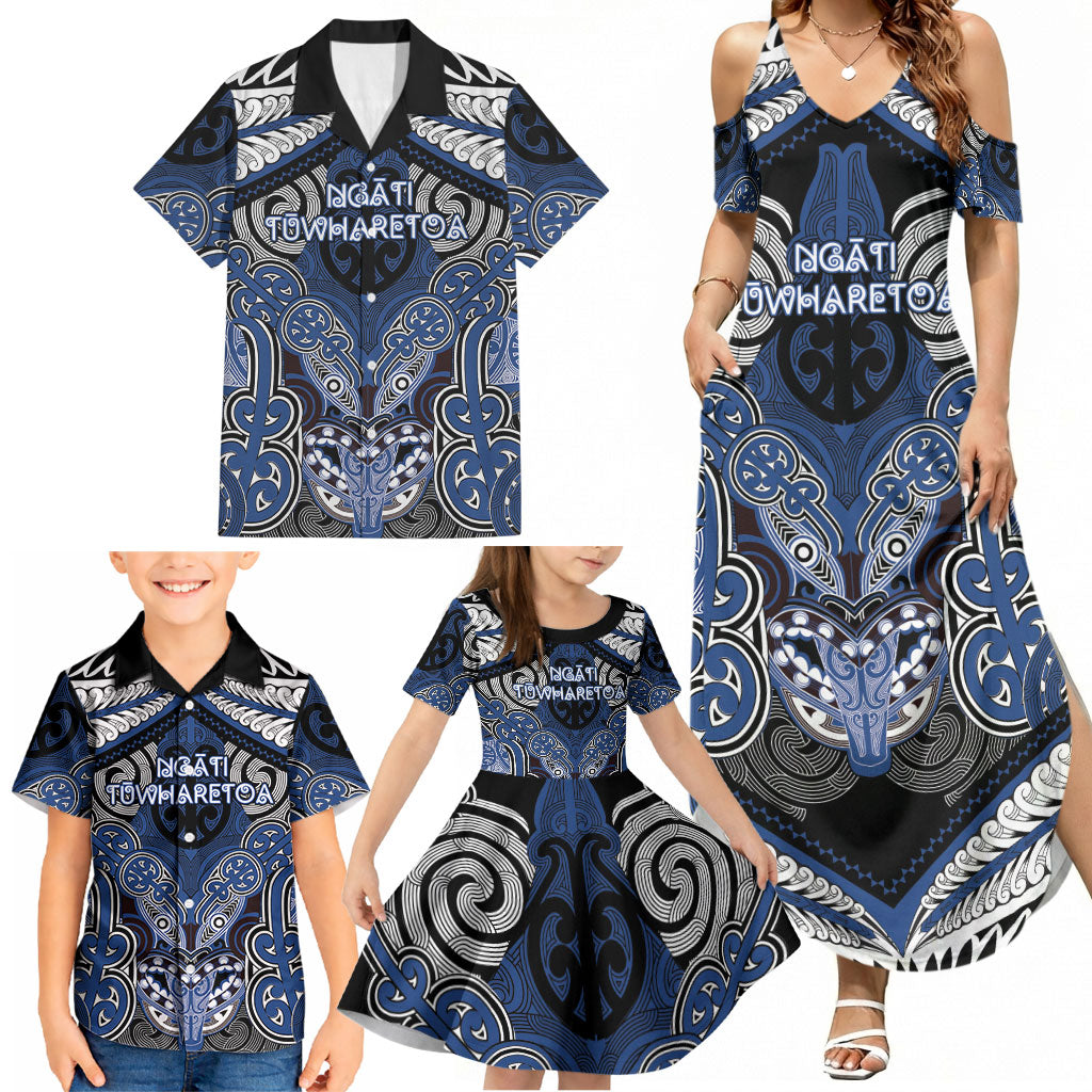 Aotearoa Iwi Ngati Tuwharetoa Personalised Family Matching Summer Maxi Dress and Hawaiian Shirt Maori Kowhaiwhai Pattern
