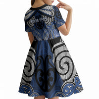 Aotearoa Iwi Ngati Tuwharetoa Personalised Kid Short Sleeve Dress Maori Kowhaiwhai Pattern