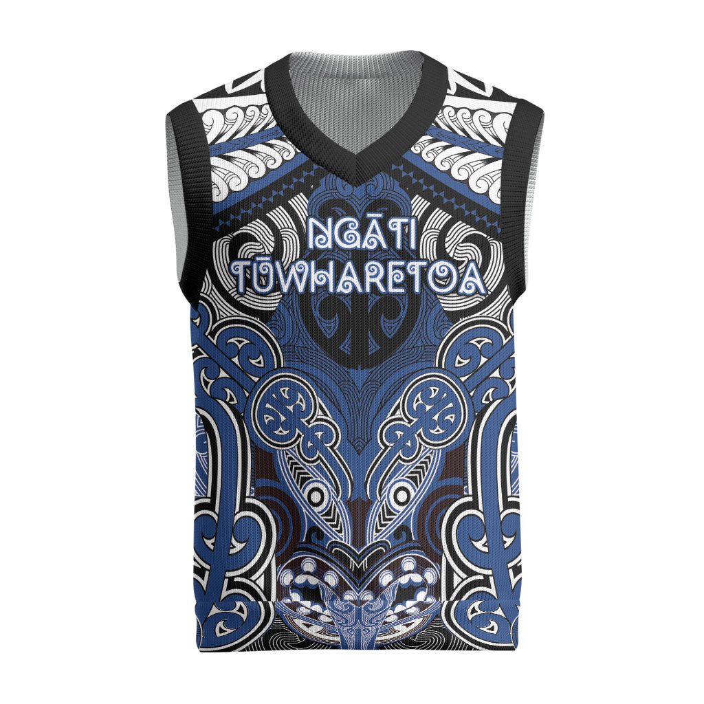 Aotearoa Iwi Ngati Tuwharetoa Personalised Christmas Knitted V-Neck Vest Maori Kowhaiwhai Pattern