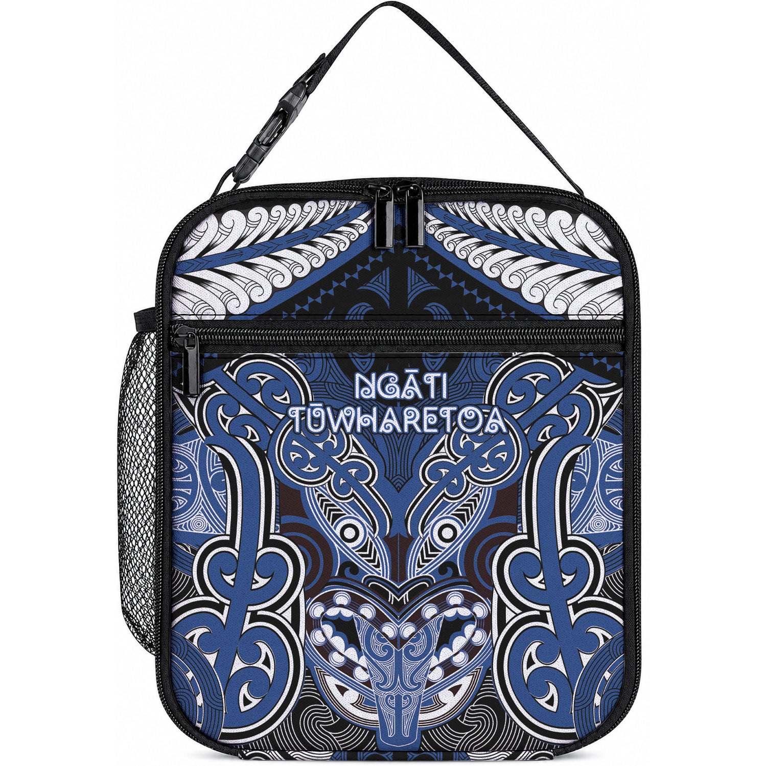Aotearoa Iwi Ngati Tuwharetoa Lunch Bag Maori Kowhaiwhai Pattern LT19 10.2 × 8.3 × 4.3 inch Blue - Polynesian Pride