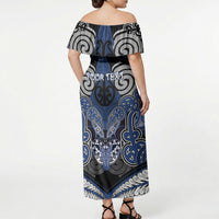 Aotearoa Iwi Ngati Tuwharetoa Personalised Off Shoulder Maxi Dress Maori Kowhaiwhai Pattern