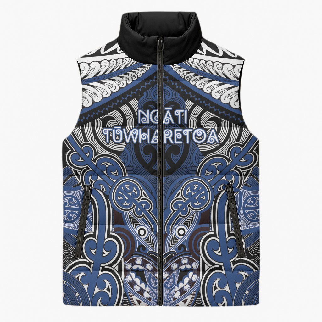 Aotearoa Iwi Ngati Tuwharetoa Personalised Sleeveless Puffer Jacket Maori Kowhaiwhai Pattern