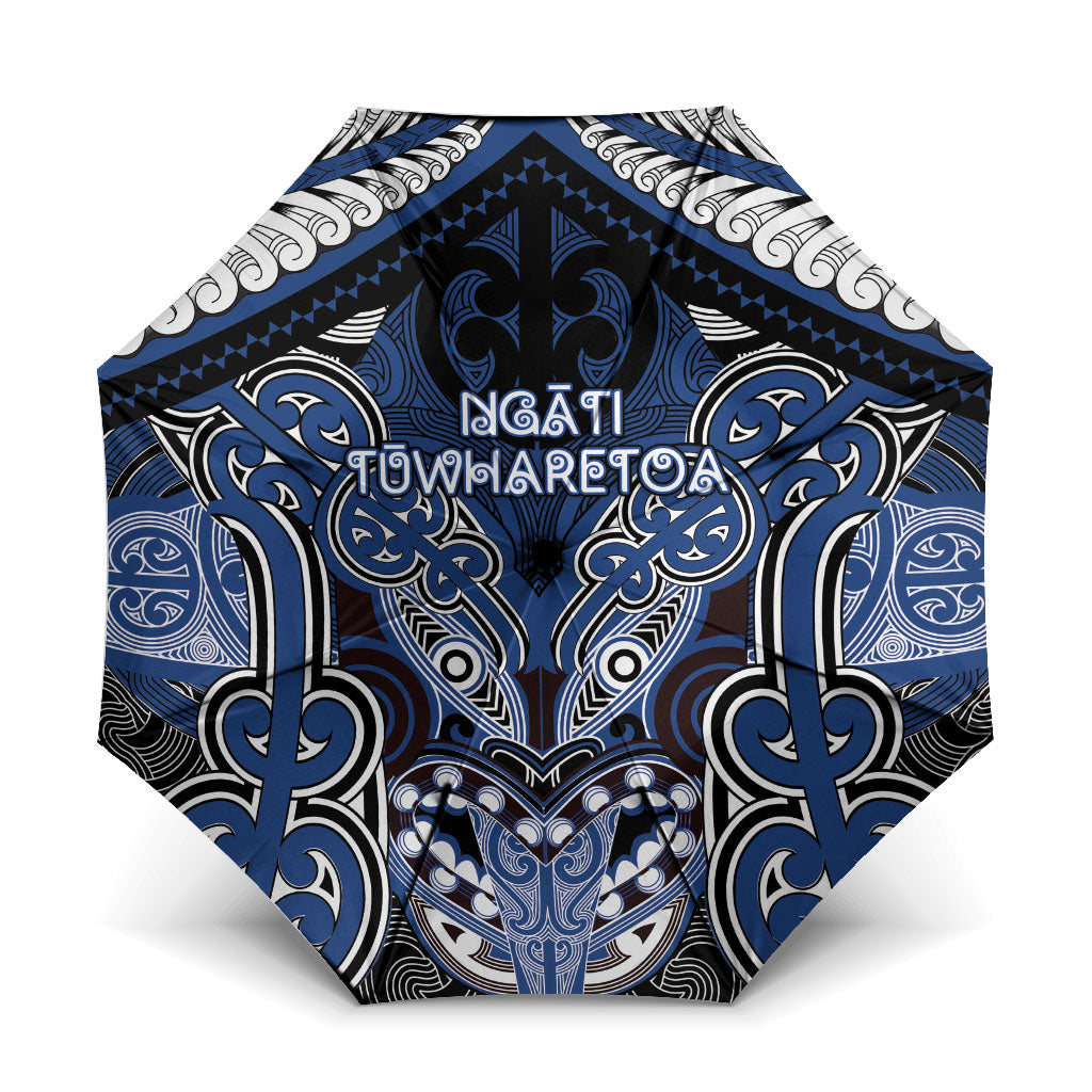 Aotearoa Iwi Ngati Tuwharetoa Umbrella Maori Kowhaiwhai Pattern LT19 One Size Folded 11.42 inch Opened Diameter 37.4 inch Blue - Polynesian Pride