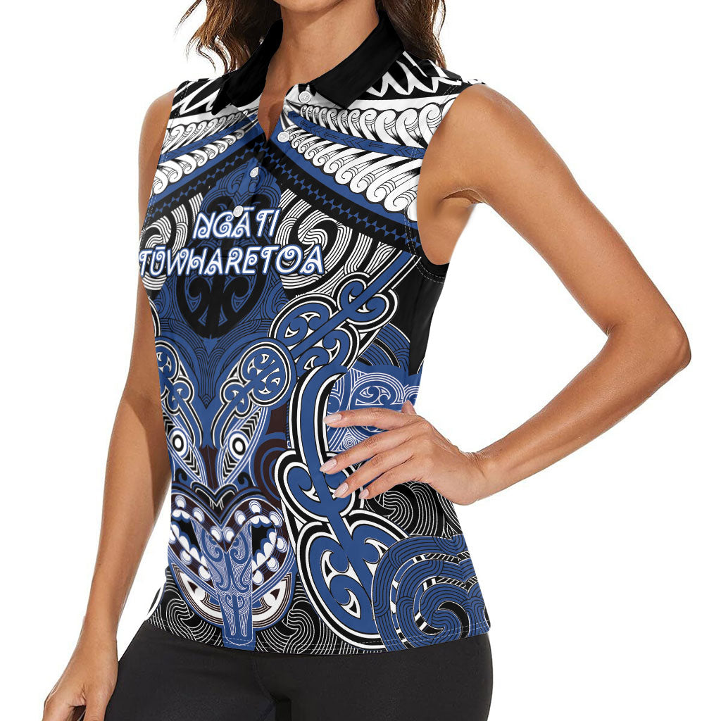 Aotearoa Iwi Ngati Tuwharetoa Personalised Women Sleeveless Polo Shirt Maori Kowhaiwhai Pattern