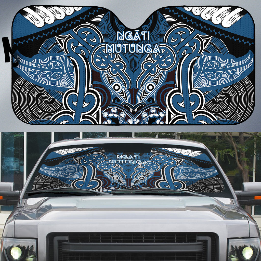 Aotearoa Iwi Ngati Mutunga Auto Sun Shade Maori Kowhaiwhai Pattern