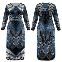Aotearoa Iwi Ngati Mutunga Personalised Family Matching Long Sleeve Bodycon Dress and Hawaiian Shirt Maori Kowhaiwhai Pattern