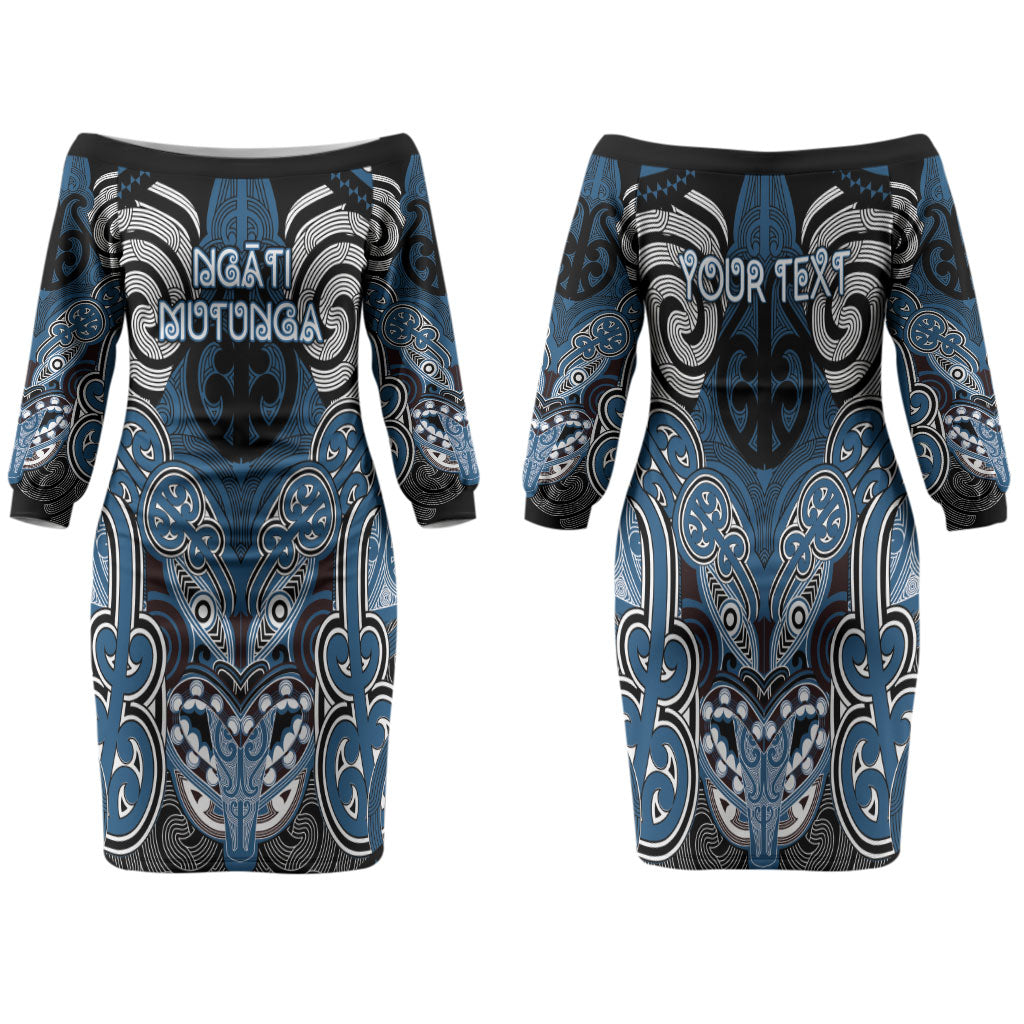 Aotearoa Iwi Ngati Mutunga Personalised Family Matching Off The Shoulder Long Sleeve Dress and Hawaiian Shirt Maori Kowhaiwhai Pattern