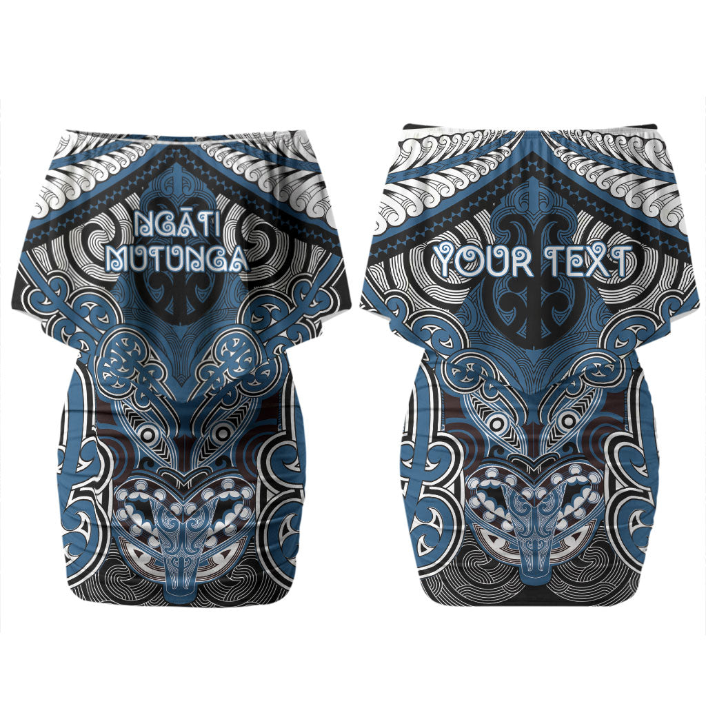 Aotearoa Iwi Ngati Mutunga Personalised Family Matching Off Shoulder Short Dress and Hawaiian Shirt Maori Kowhaiwhai Pattern
