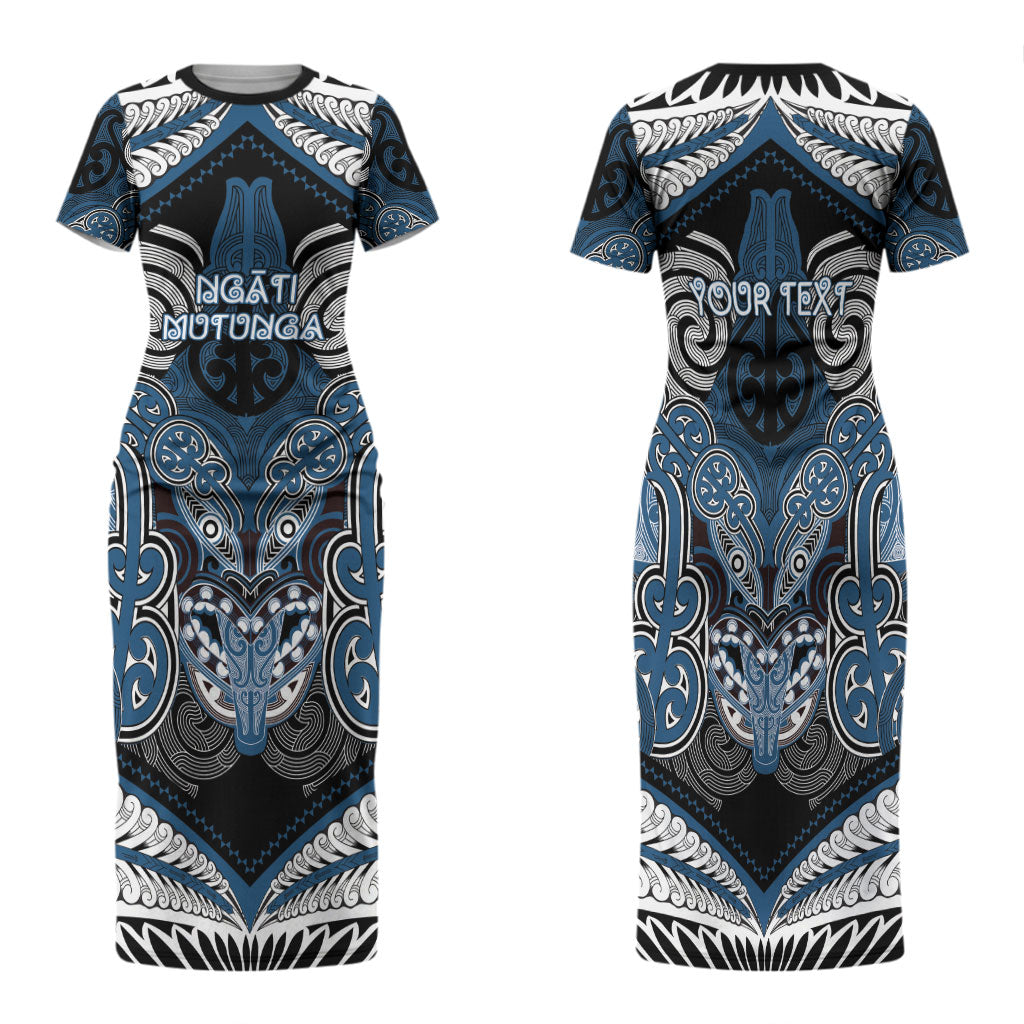 Aotearoa Iwi Ngati Mutunga Personalised Family Matching Short Sleeve Bodycon Dress and Hawaiian Shirt Maori Kowhaiwhai Pattern