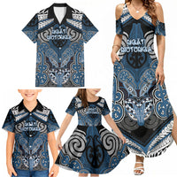 Aotearoa Iwi Ngati Mutunga Personalised Family Matching Summer Maxi Dress and Hawaiian Shirt Maori Kowhaiwhai Pattern