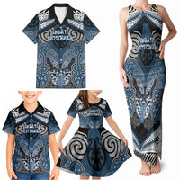 Aotearoa Iwi Ngati Mutunga Personalised Family Matching Tank Maxi Dress and Hawaiian Shirt Maori Kowhaiwhai Pattern