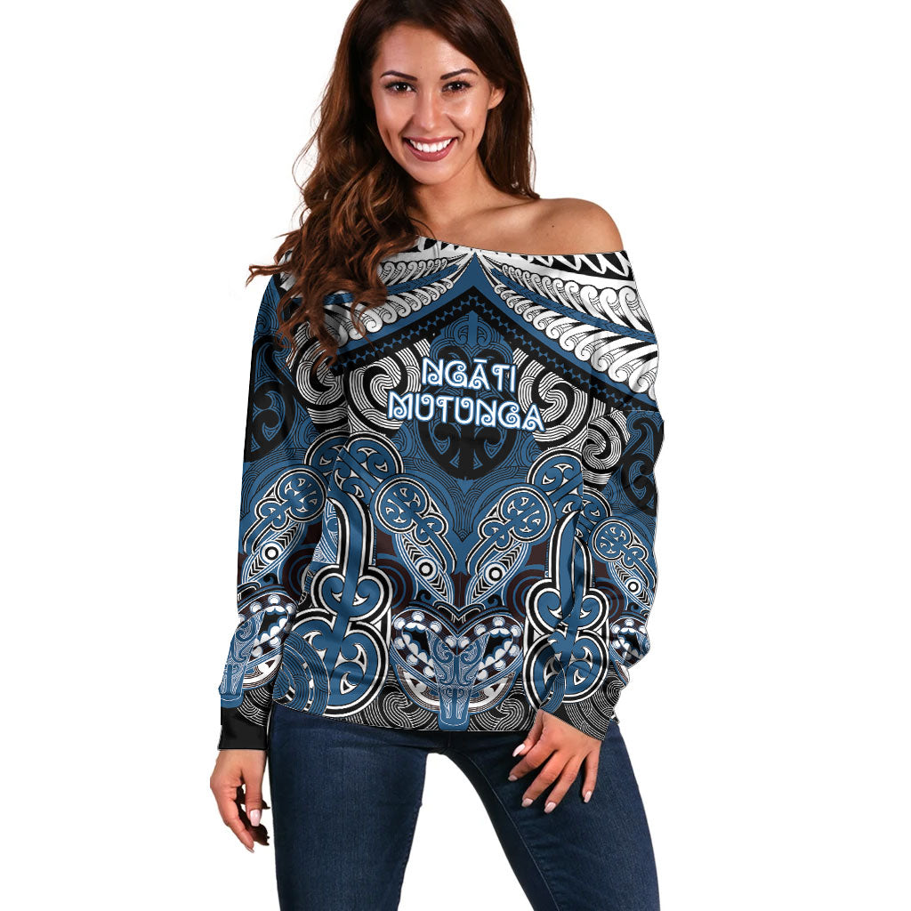 Aotearoa Iwi Ngati Mutunga Personalised Off Shoulder Sweater Maori Kowhaiwhai Pattern