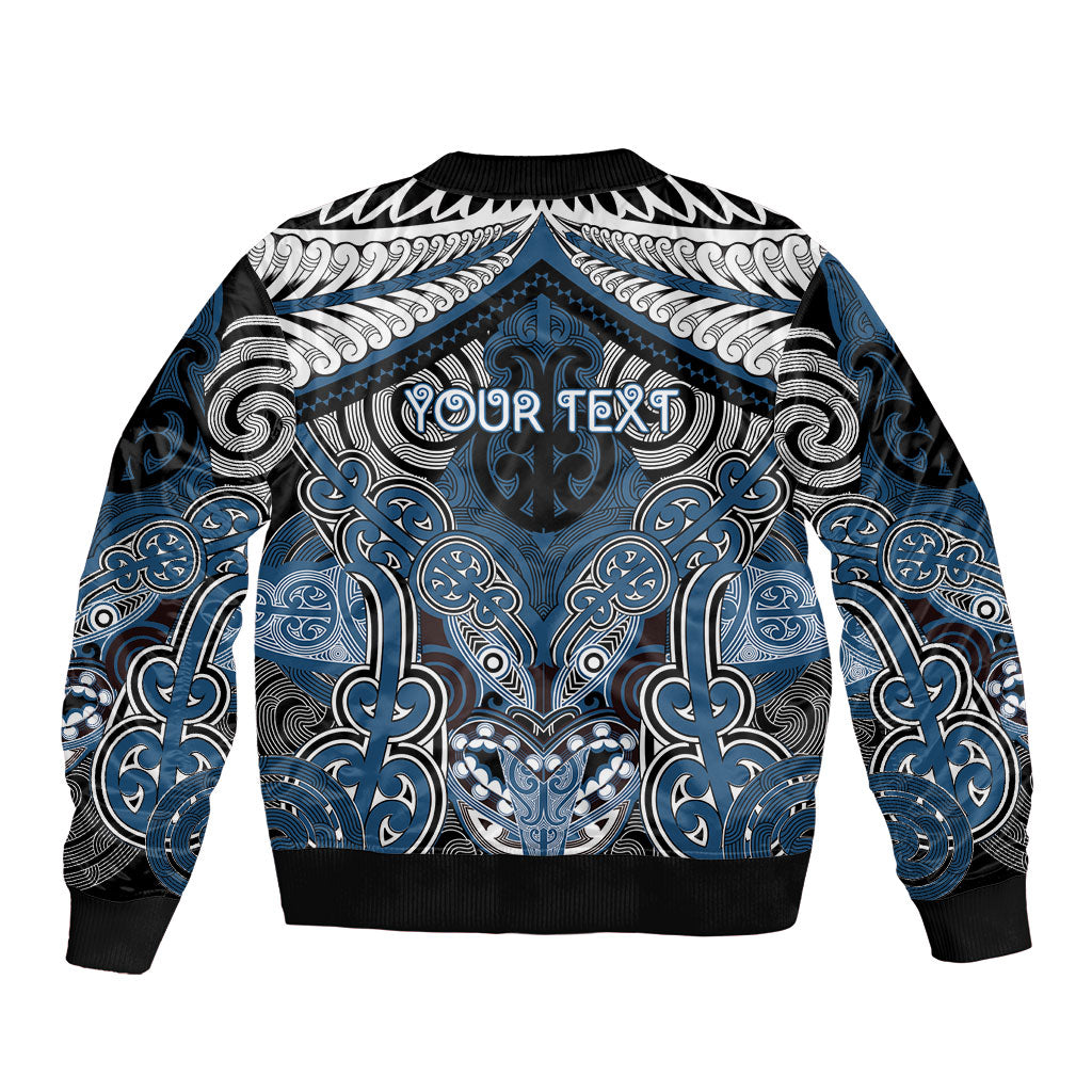 Aotearoa Iwi Ngati Mutunga Personalised Sleeve Zip Bomber Jacket Maori Kowhaiwhai Pattern