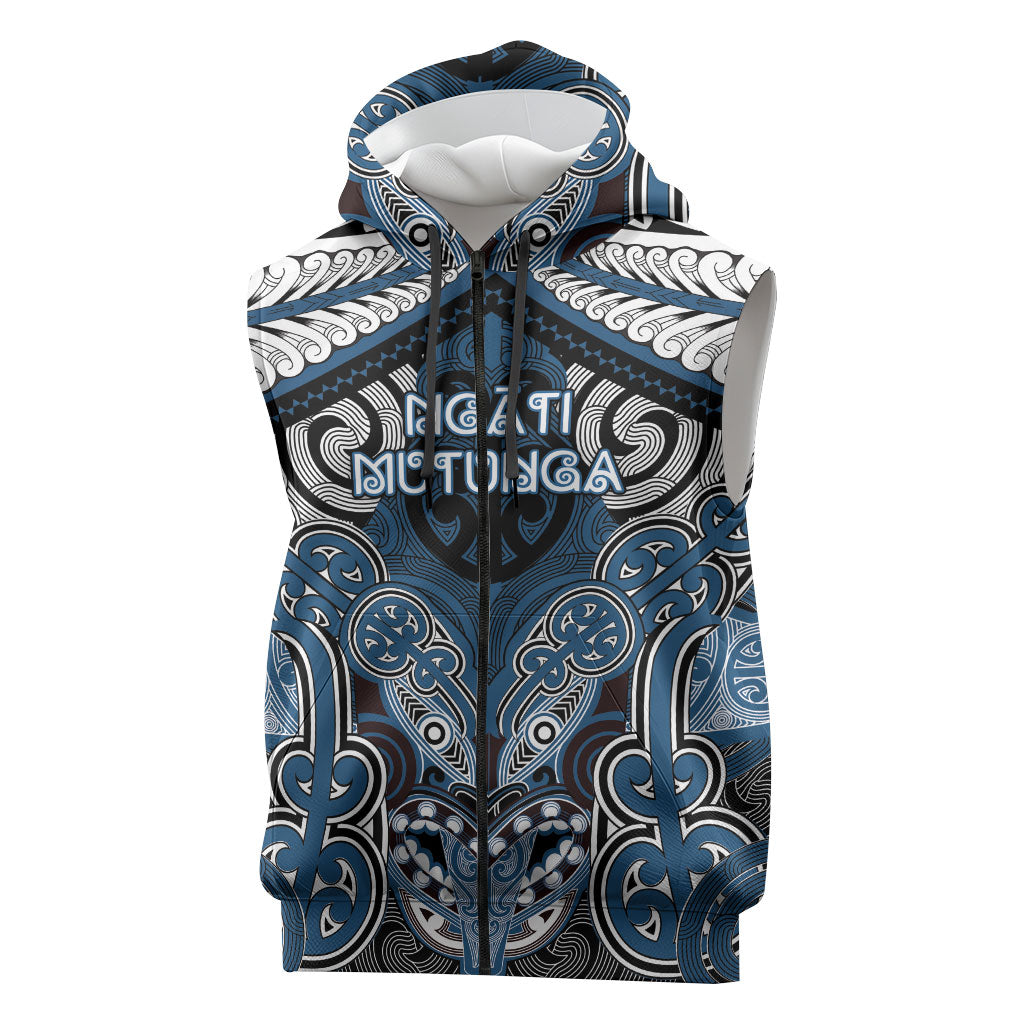 Aotearoa Iwi Ngati Mutunga Personalised Sleeveless Zip Hoodie Maori Kowhaiwhai Pattern