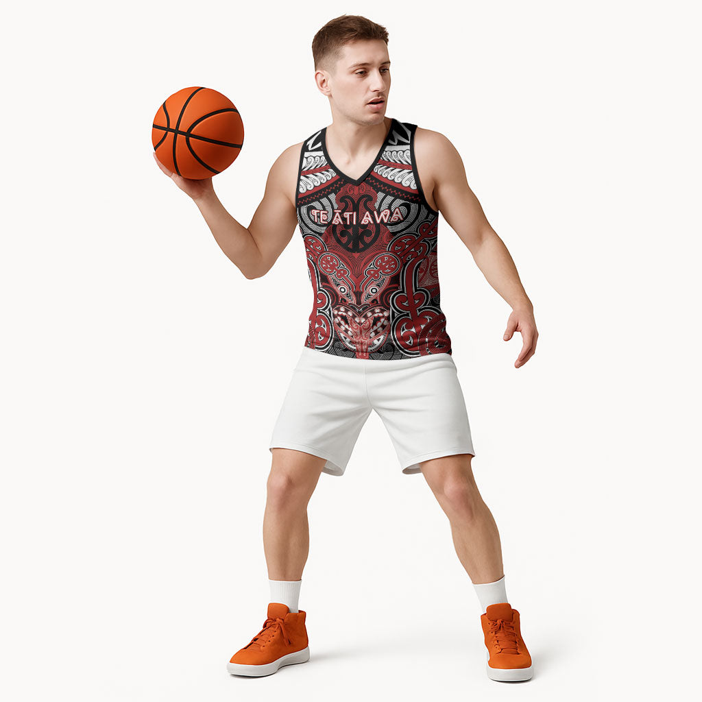 Aotearoa Iwi Te Ati Awa Personalised Basketball Jersey Maori Kowhaiwhai Pattern