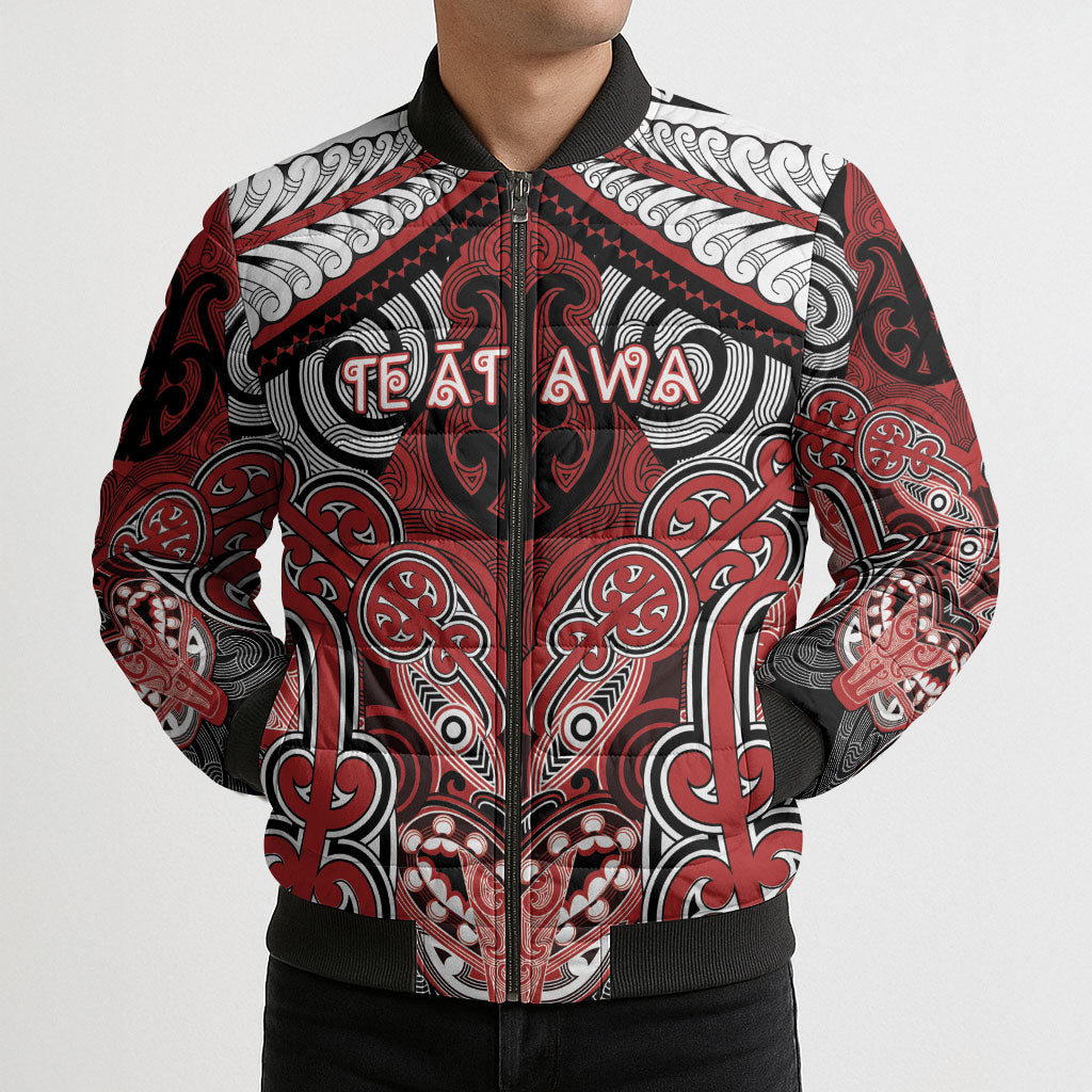 Aotearoa Iwi Te Ati Awa Personalised Bomber Puffer Jacket Maori Kowhaiwhai Pattern