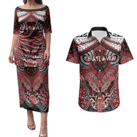 Aotearoa Iwi Te Ati Awa Personalised Couples Matching Puletasi and Hawaiian Shirt Maori Kowhaiwhai Pattern