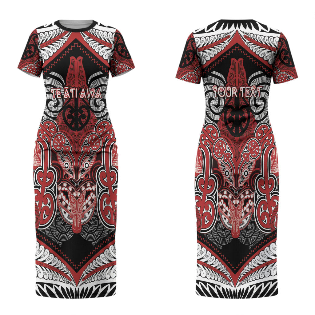 Aotearoa Iwi Te Ati Awa Personalised Couples Matching Short Sleeve Bodycon Dress and Hawaiian Shirt Maori Kowhaiwhai Pattern