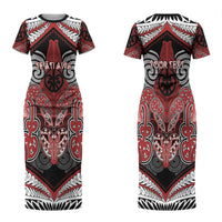 Aotearoa Iwi Te Ati Awa Personalised Couples Matching Short Sleeve Bodycon Dress and Hawaiian Shirt Maori Kowhaiwhai Pattern
