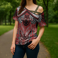 Aotearoa Iwi Te Ati Awa Personalised Cross Shoulder Shirt Maori Kowhaiwhai Pattern