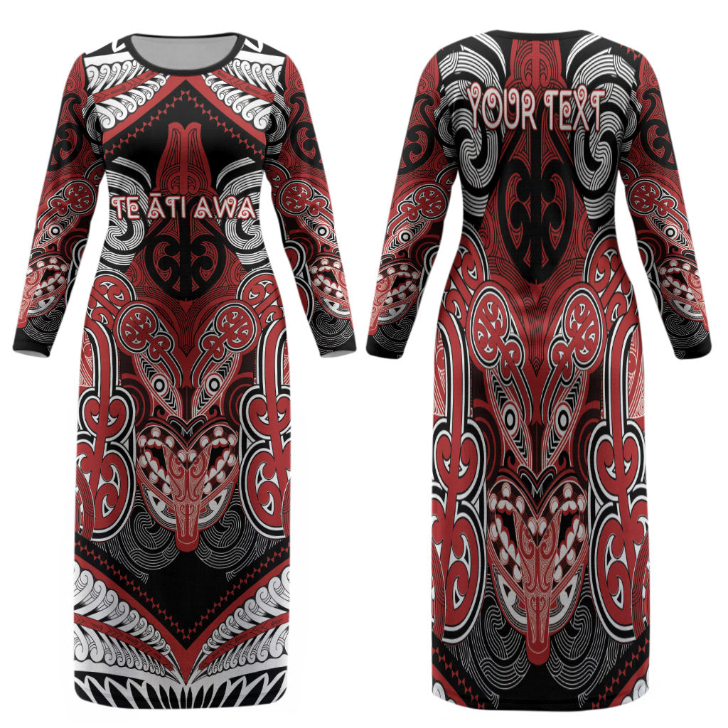 Aotearoa Iwi Te Ati Awa Personalised Family Matching Long Sleeve Bodycon Dress and Hawaiian Shirt Maori Kowhaiwhai Pattern