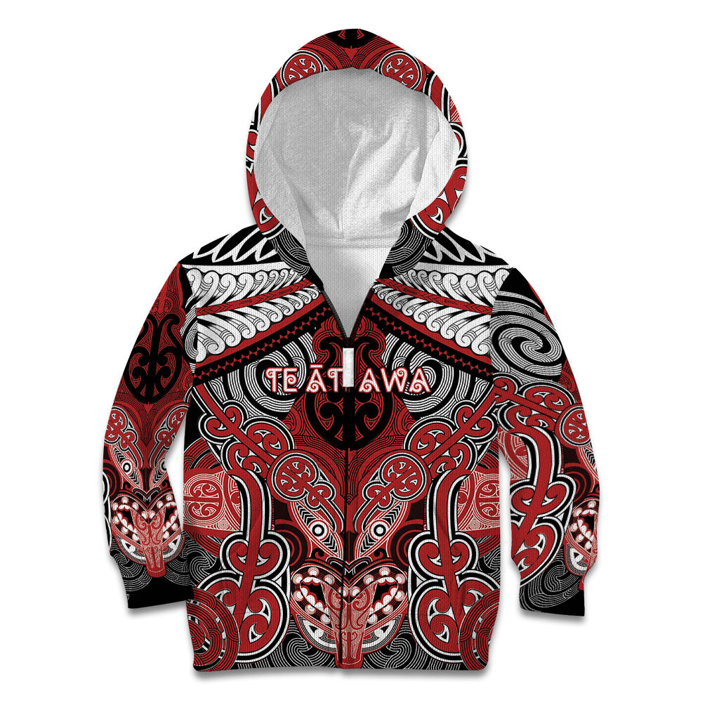 Aotearoa Iwi Te Ati Awa Personalised Kid Hoodie Maori Kowhaiwhai Pattern