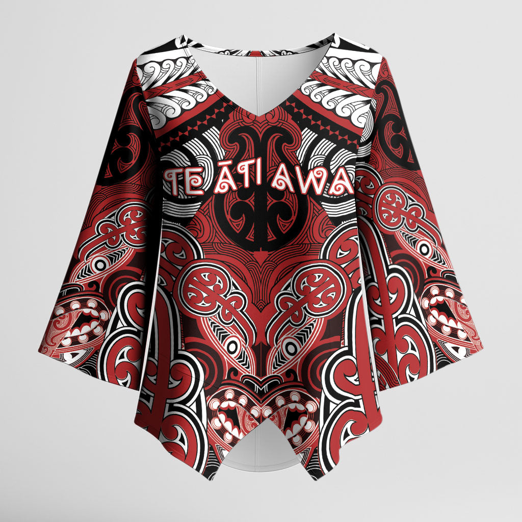 Aotearoa Iwi Te Ati Awa Personalised Kimono Sleeve Blouse Maori Kowhaiwhai Pattern