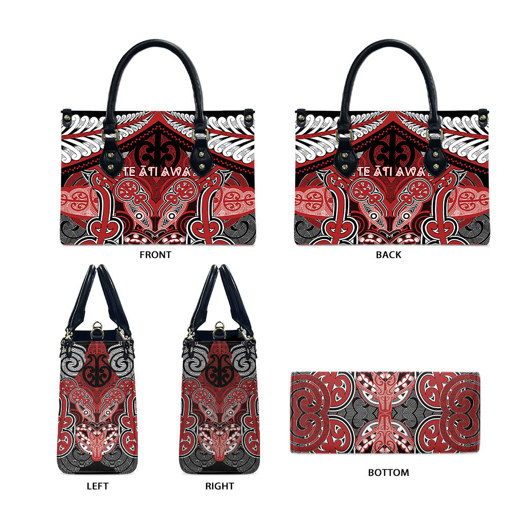 Aotearoa Iwi Te Ati Awa Leather Bag Maori Kowhaiwhai Pattern