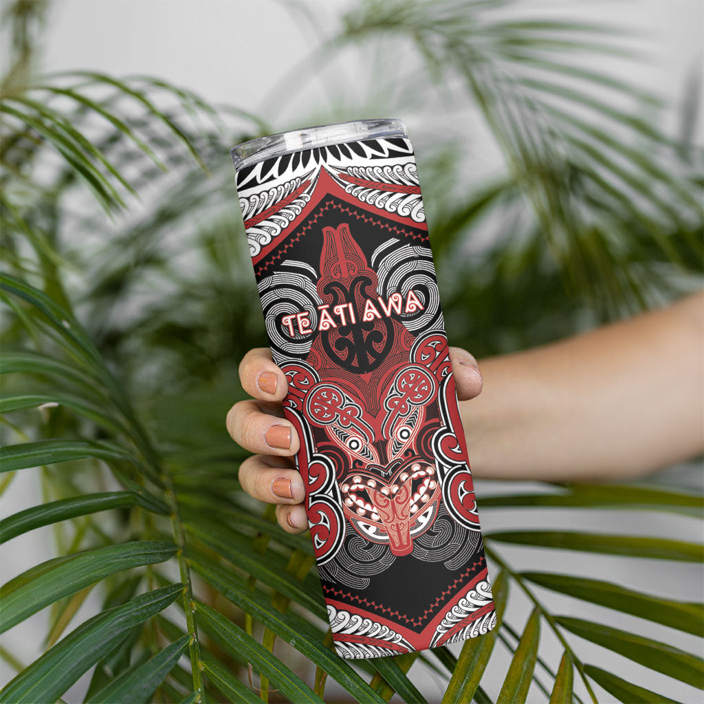 Aotearoa Iwi Te Ati Awa Personalised Skinny Tumbler Maori Kowhaiwhai Pattern