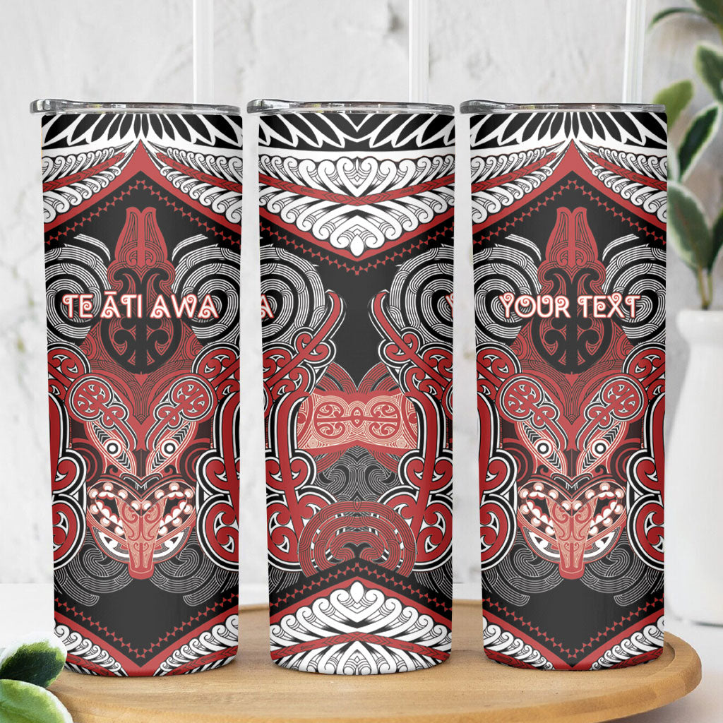 Aotearoa Iwi Te Ati Awa Personalised Skinny Tumbler Maori Kowhaiwhai Pattern