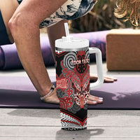 Aotearoa Iwi Te Ati Awa Personalised Tumbler With Handle Maori Kowhaiwhai Pattern